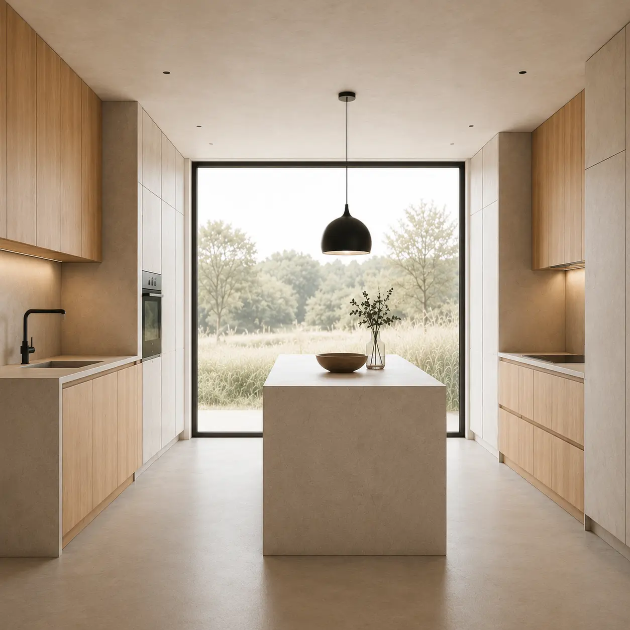 revestimiento continuo en cocina moderna