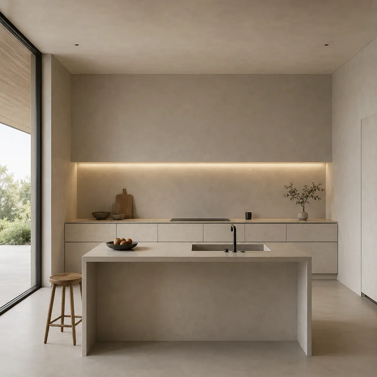 cocina sin juntas en color beige